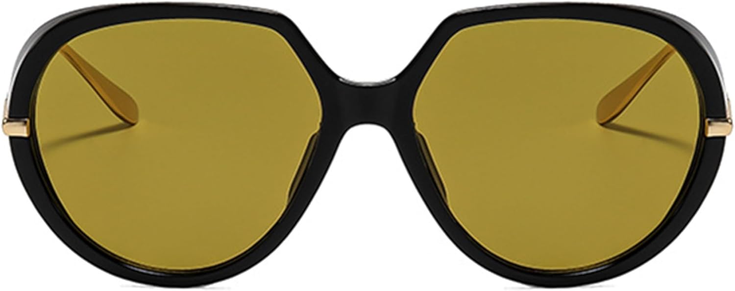 

bullabulling Большие солнцезащитные очки-пилот для женщин, модные солнцезащитные очки в крупной оправе, маска-маска, модные овальные очки в металлической оправе, Black Green