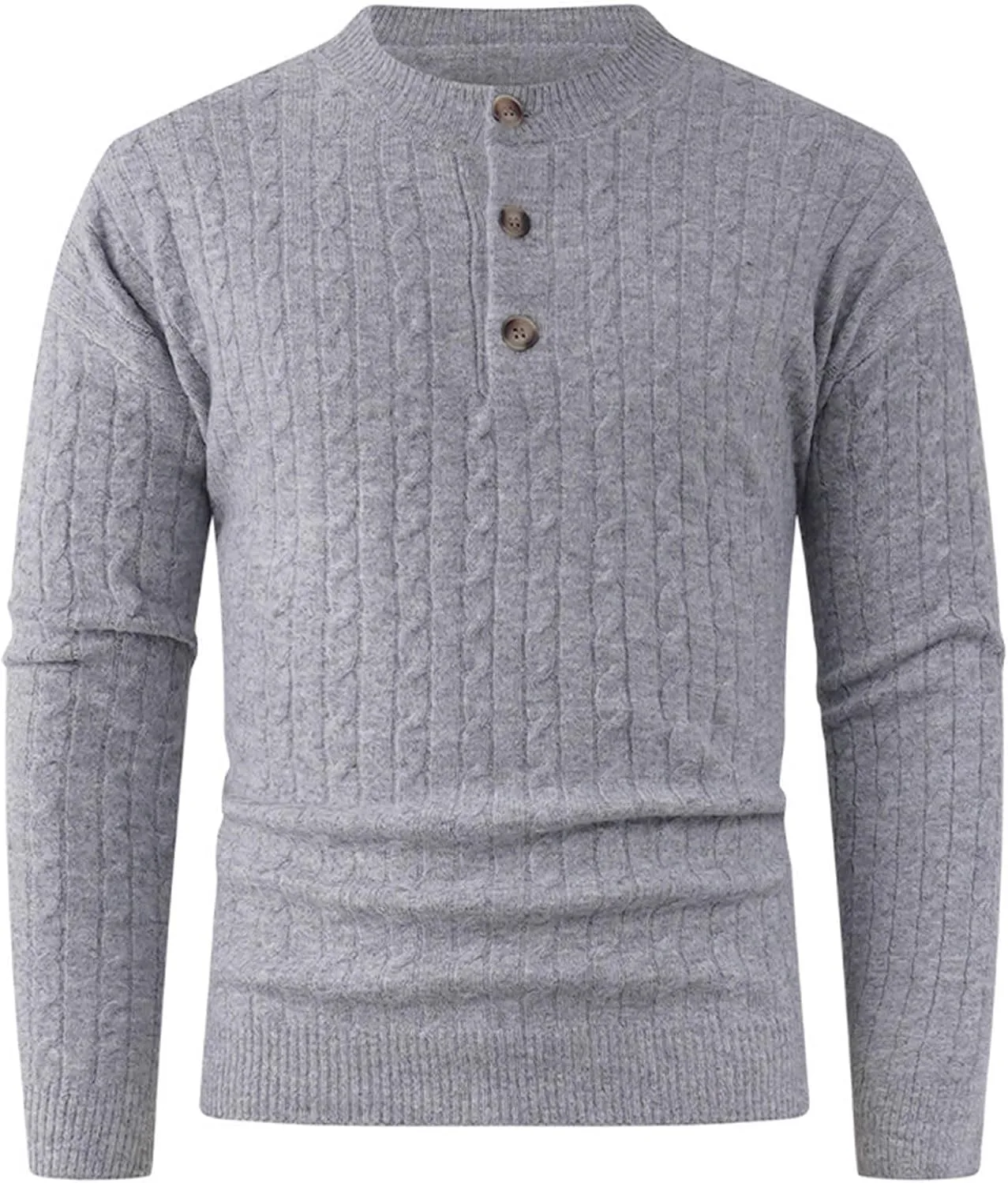 

Мужской свитер с кабельной вязкой на пуговицах