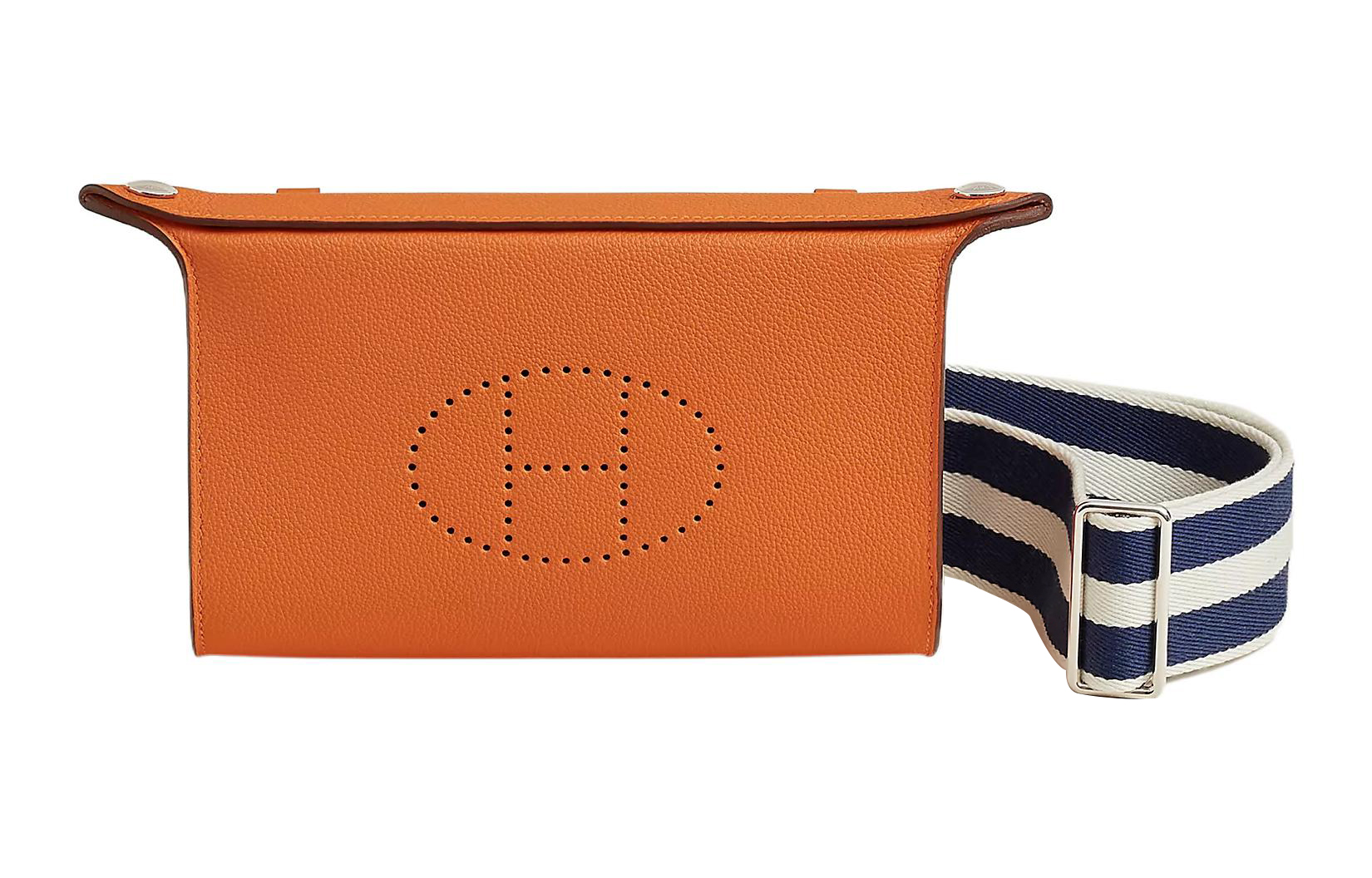 

HERMES Кожаная с канvas поясная сумка через плечо кроссбоди мужская оранжевая белая