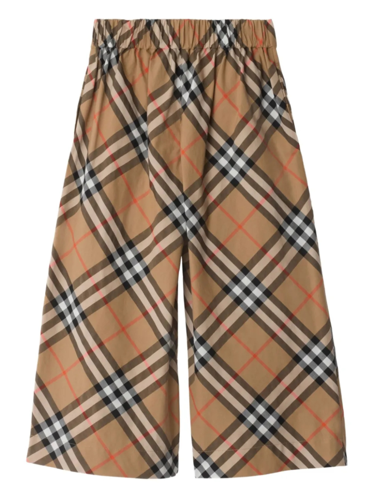 Клетчатые хлопковые брюки Burberry Kids, коричневый — фото 2