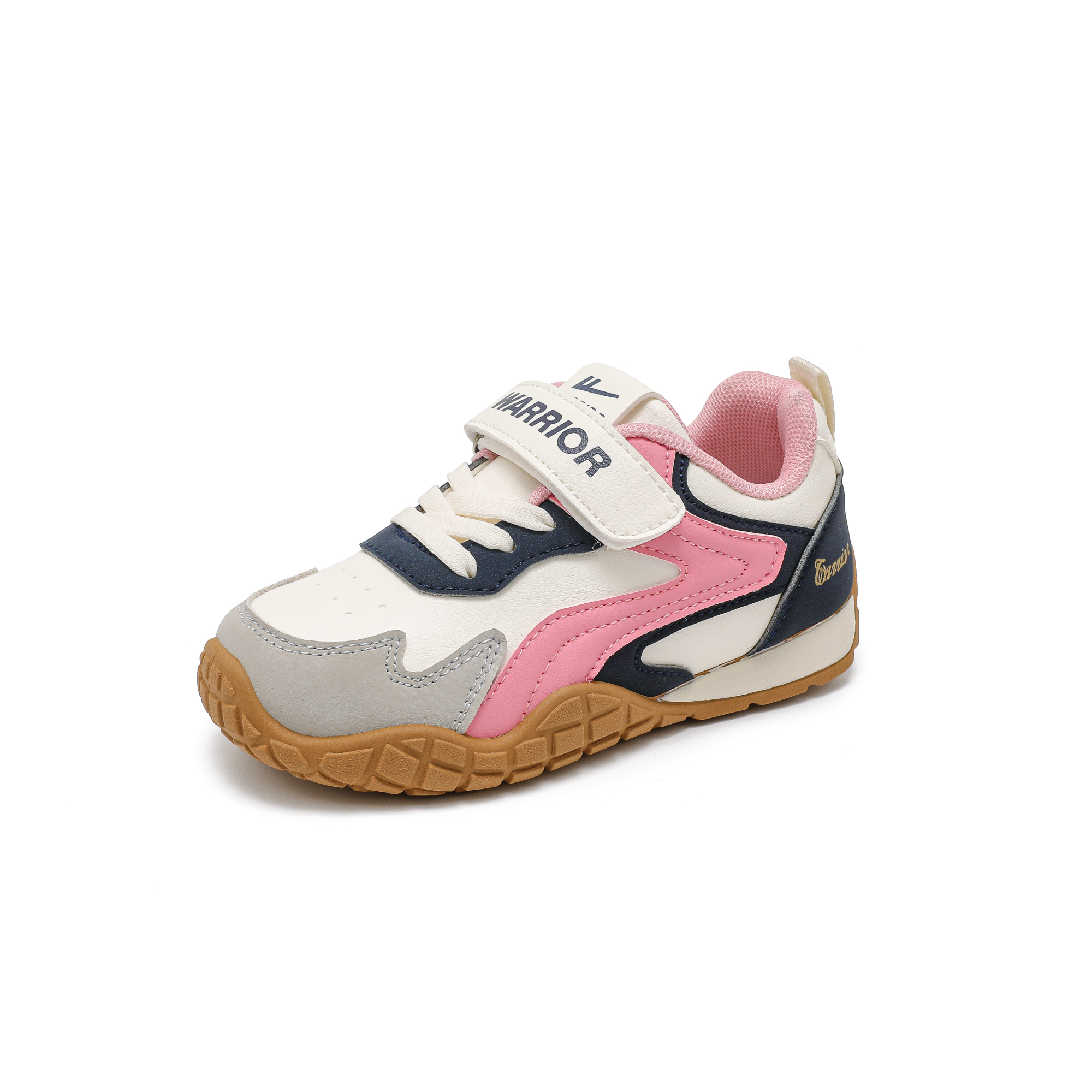 

Кроссовки детские с амортизацией, износостойкие, мид-топ, повседневные WARRIOR, бежевый/синий/розовый