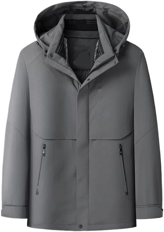 Мужская пуховая куртка с капюшоном, зимняя, со съемной подкладкой, однотонная, теплая, пуховая куртка