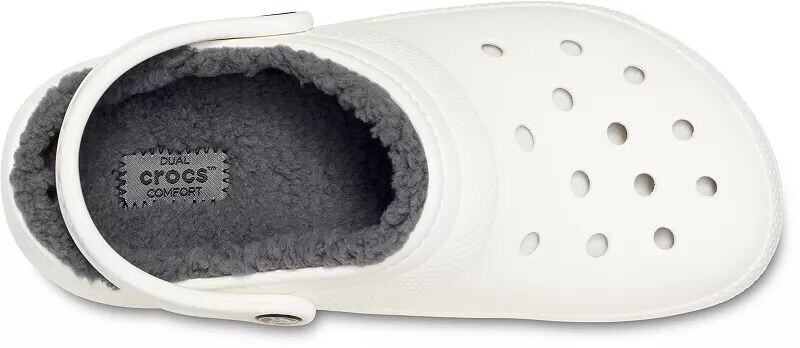Классические сабо Crocs на ворсовой подкладке, белый/серый — фото 3