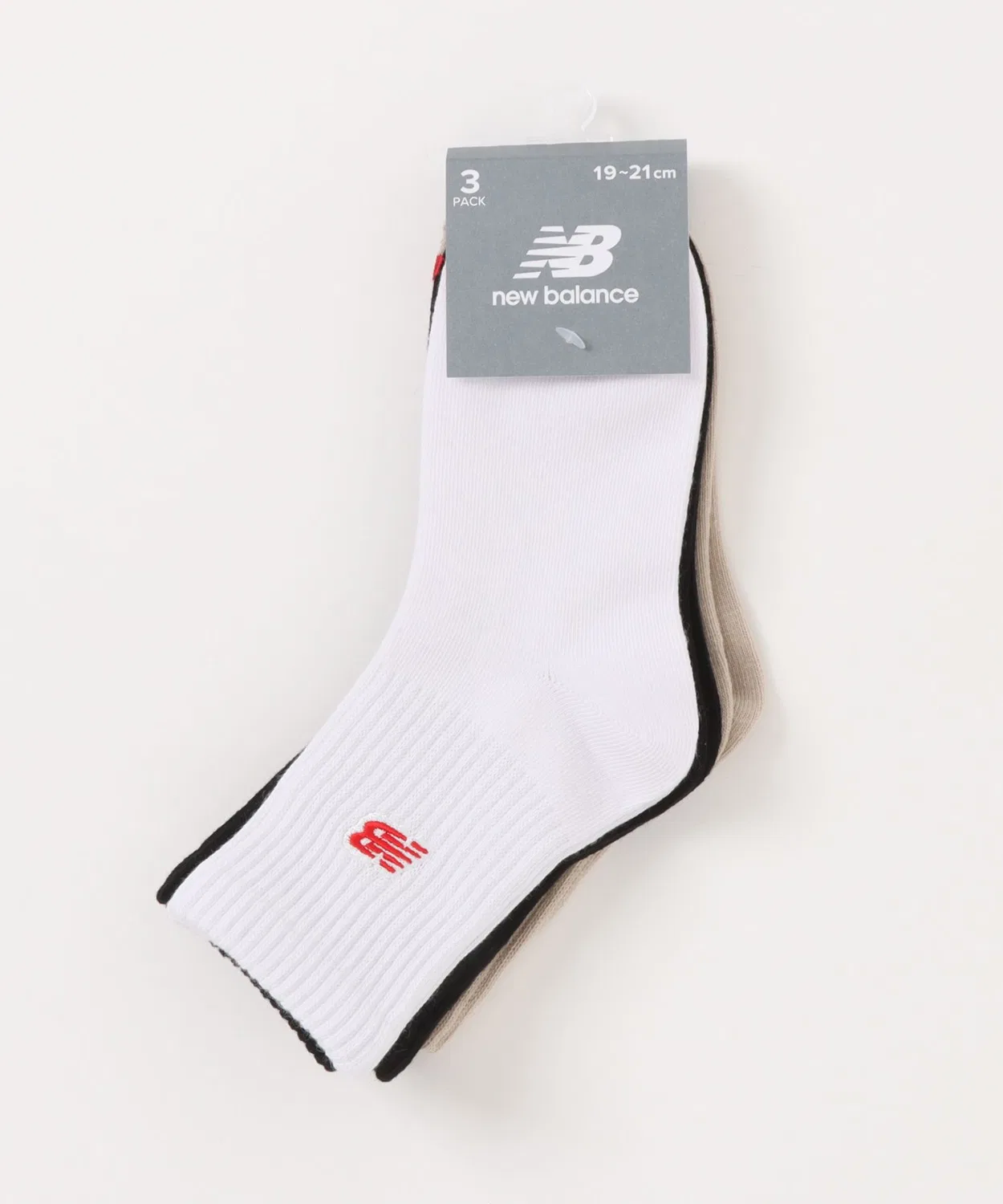 Носки детские 3 пары New Balance с логотипом, белые