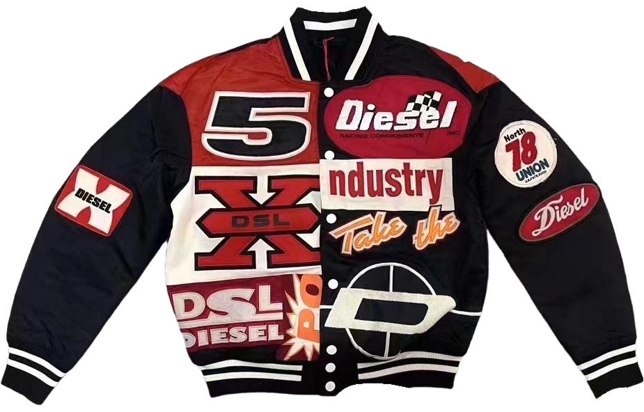 

DIESEL Бейсбольная куртка мужская черная, Черный, DIESEL Бейсбольная куртка мужская черная