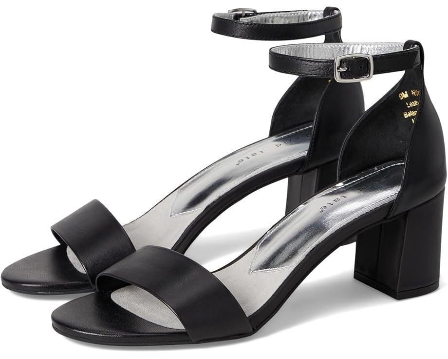 David Tate Timeless Sandals Womens WW Black Leather Block Heel VER028