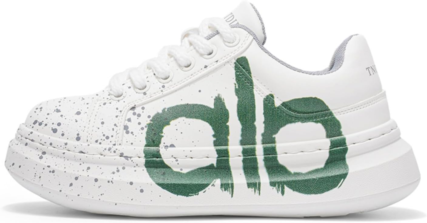 

Мужские кроссовки с низким верхом в стиле color block, ретро стильные повседневные обувь с дышащим верхом, модные шнурованные кроссовки для ежедневной носки и уличной моды Aokisx, белый/зеленый