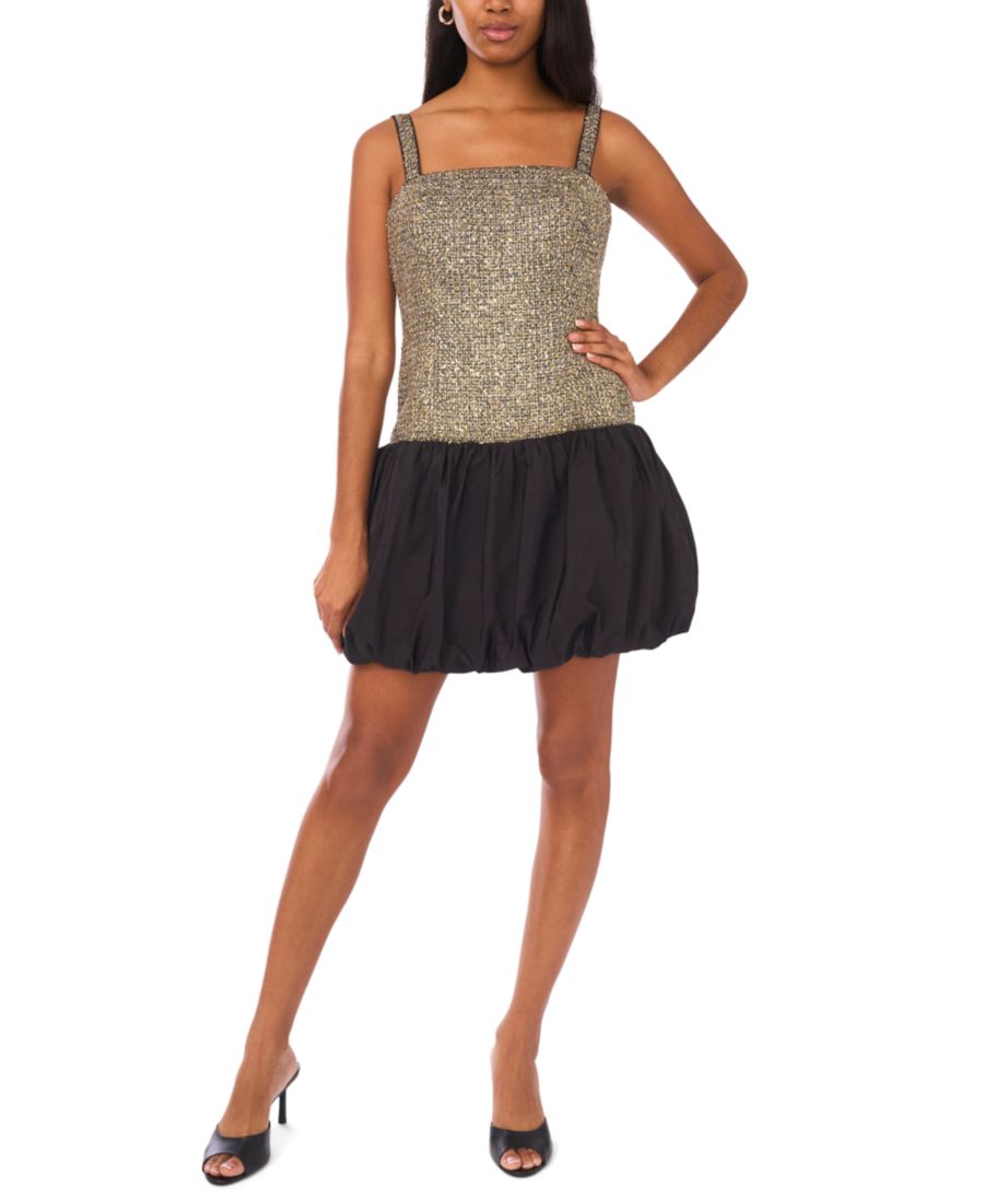 

Женское твидовое платье без рукавов с квадратным вырезом CeCe, Shimmering Gold