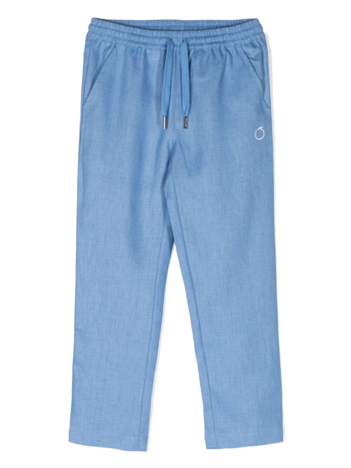 Trussardi льняные брюки с вышитым логотипом, синий