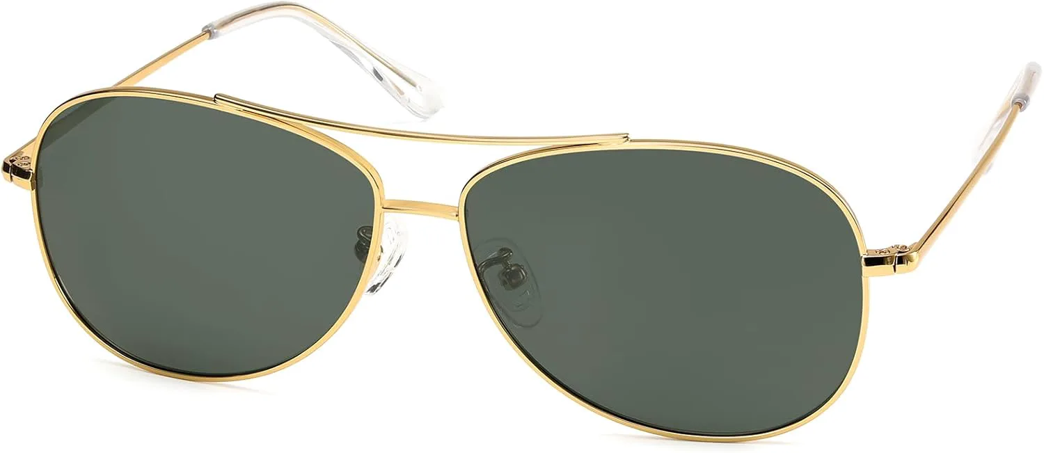 

Солнцезащитные очки-авиаторы IOHLNG для женщин и мужчин, поляризованные, пилотские, в стиле милитари, винтажные, классические, металлические, Gold Frames + Green Lens
