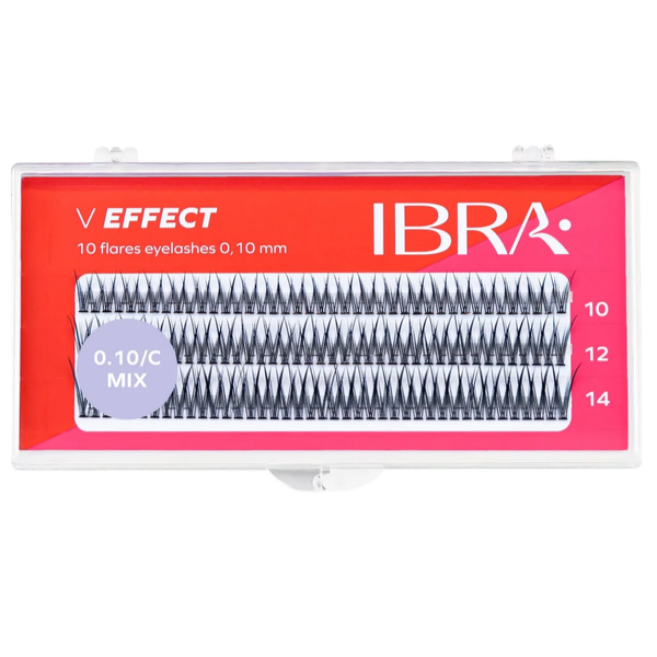 

Ресницы микс 10/12/14 мм, 120 шт./1 упаковка. Ibra Makeup V effect
