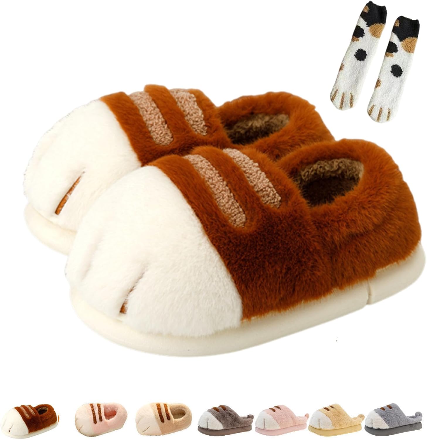 

Тапочки в виде кошачьих лапок для женщин и мужчин Generic, коричневый