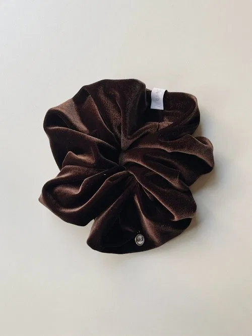 Резинка для волос широкая Vintage Velvet Drop Cameo от OAR, коричневый — фото 2
