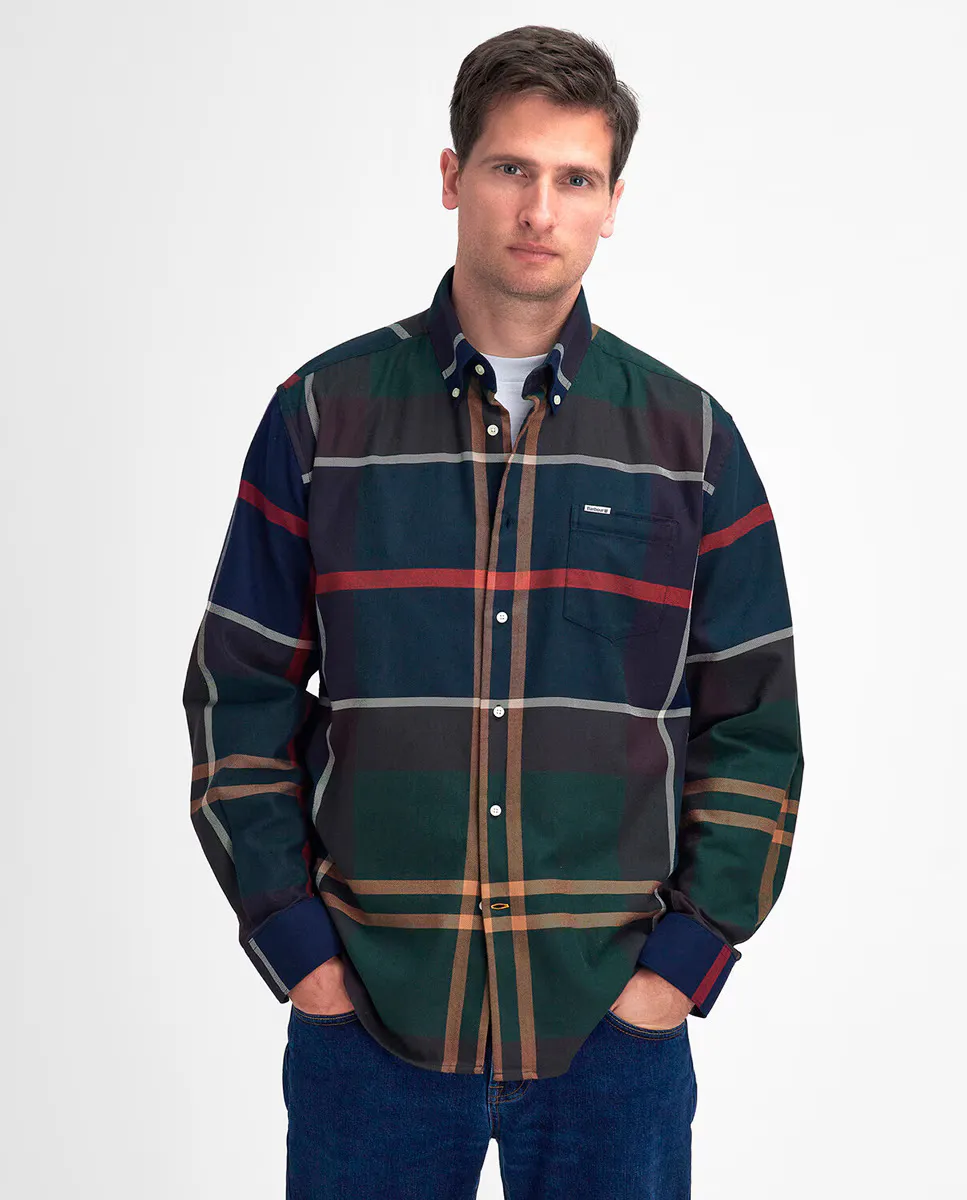 

Мужская рубашка с длинными рукавами в клетку тартан Barbour, зеленый