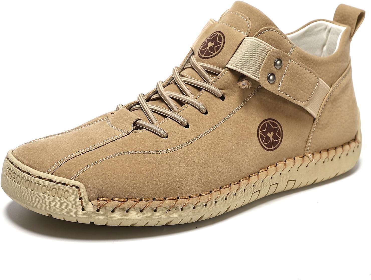 

Мужские повседневные ботинки Чака, противоскользящие кожаные туфли с эластичной вставкой, винтажные слипоны, лоферы, ботинки для ходьбы и вождения Generic, хаки