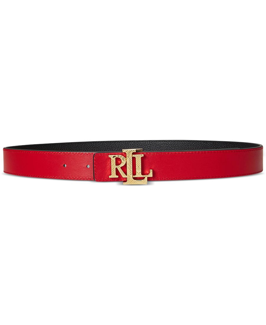 

Ремень из зернистой кожи с логотипом Lauren Ralph Lauren, Black/festive Red