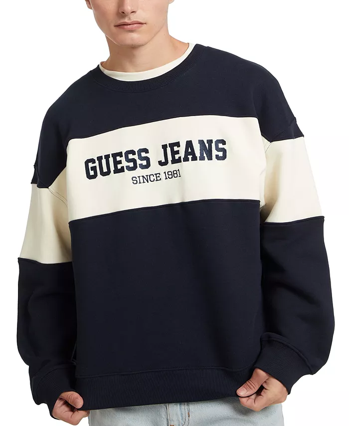 

Мужской логотипный свитшот с полосками GUESS JEANS, синий