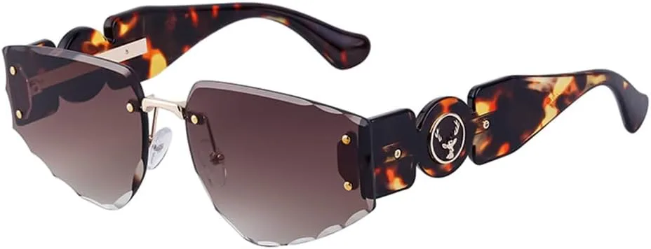 

Панковские солнцезащитные очки без оправы для женщин и мужчин, винтажные очки без оправы, защита от УФ-излучения UV400, C4DemiBrown, один размер MTZJH, One Color