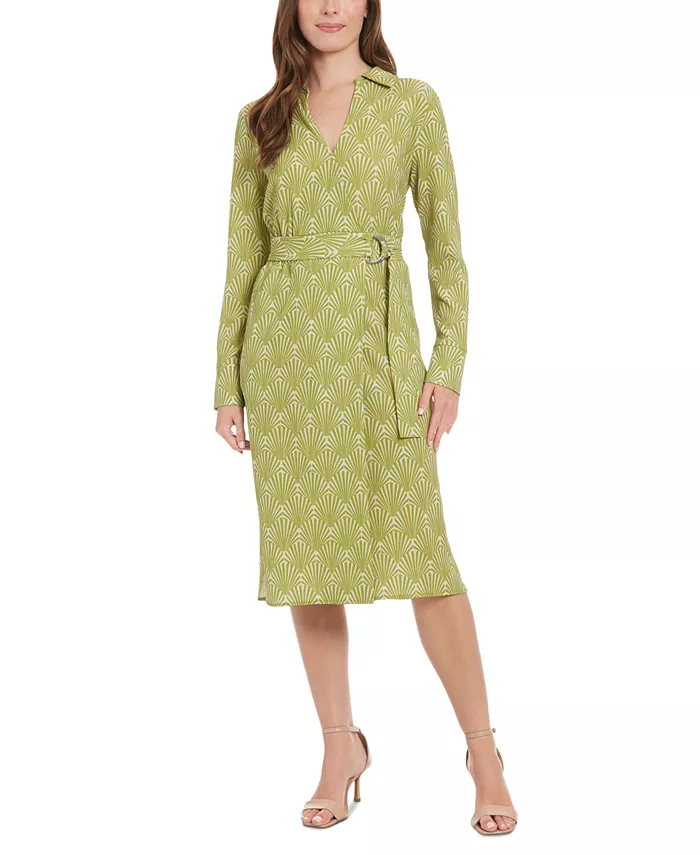 

Мини-платье с принтом и запахом (Petite Printed Faux-Wrap Dress) London Times, зеленый