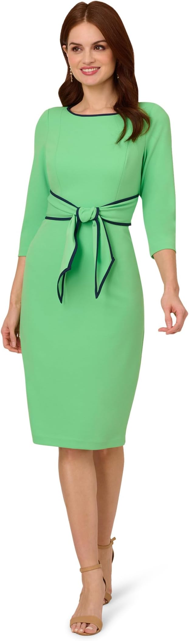 

Платье Adrianna Papell Tipped Crepe Tie Dress, Wild Apple/Navy