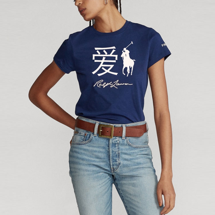 Футболка женская морская синяя Polo Ralph Lauren — фото 4