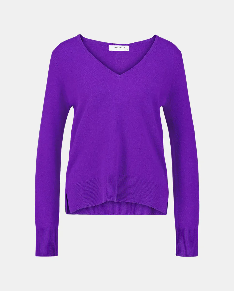 

Женский свитер с V-образным вырезом из кашемира Easy Wear, фиолетовый