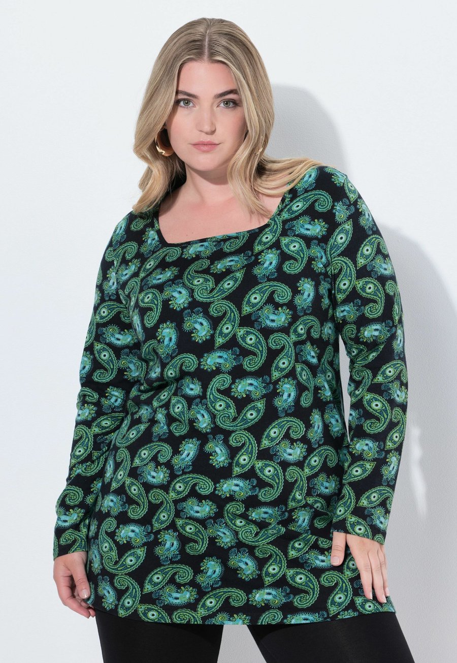 

Топ Ulla Popken Long sleeved top, Petrol Green/Teal