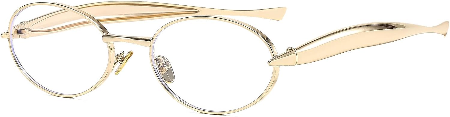 

Солнцезащитные очки Long Keeper Retro Metal Oval для женщин и мужчин, модные очки в стиле 70-х, тонкие овальные, с золотистой металлической оправой и защитой от УФ-излучения UV400, Gold Clear