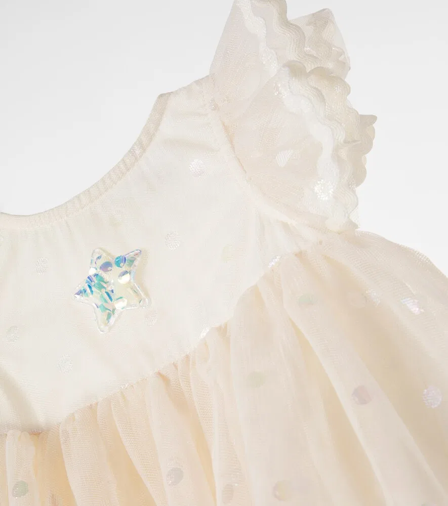 Детское платье из тюля с вышивкой в горошек Bebe Organic, мультиколор — фото 3