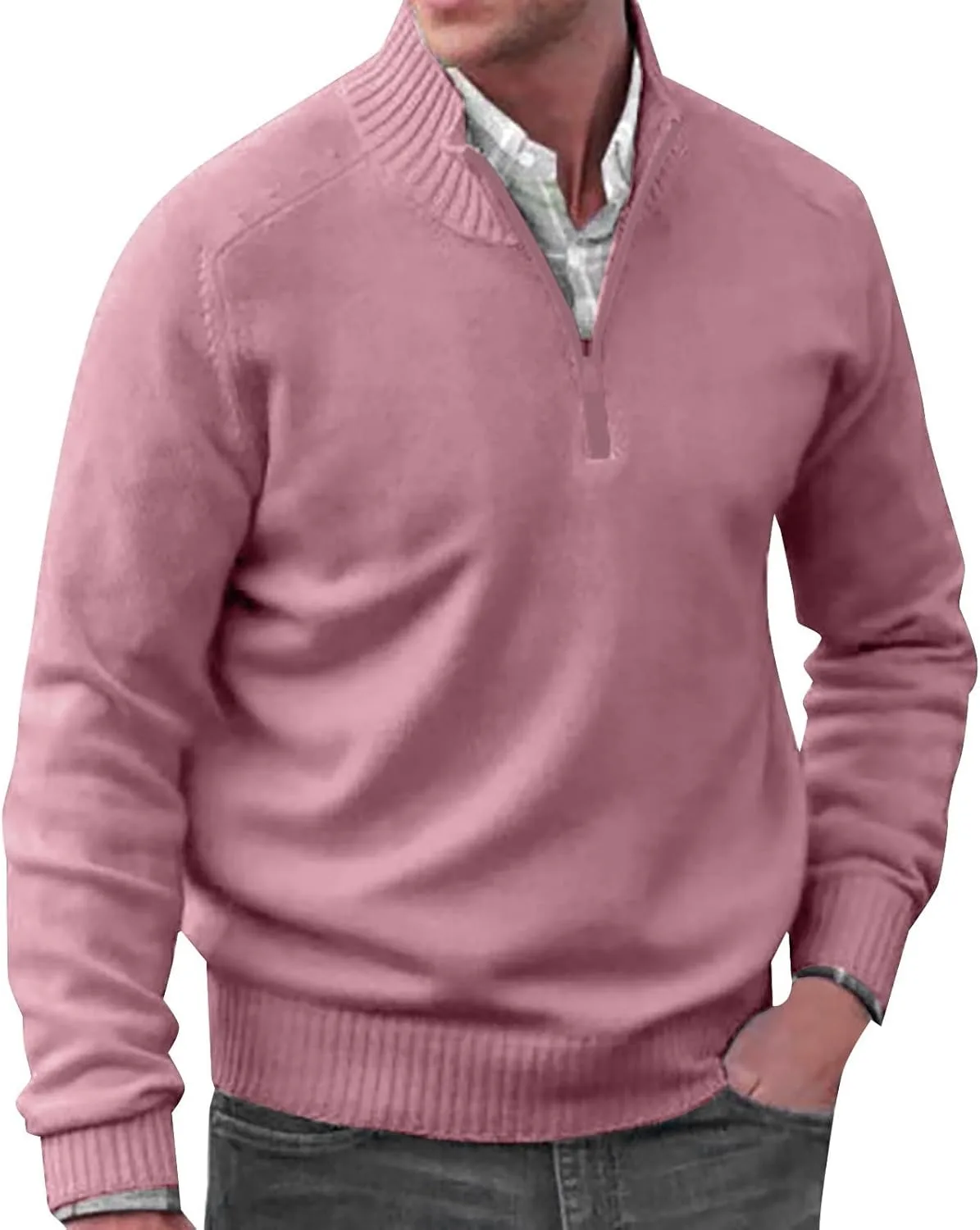 

Мужской свитер ZYXTIM с воротником-стойкой и длинными рукавами, легкий и свободный