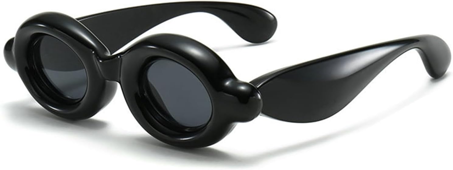 

COTIA 2025 Модные маленькие овальные солнцезащитные очки для женщин и мужчин. Уникальная толстая оправа, овальные линзы, конфетные цвета, милые солнцезащитные очки в стиле хип-хоп, Black