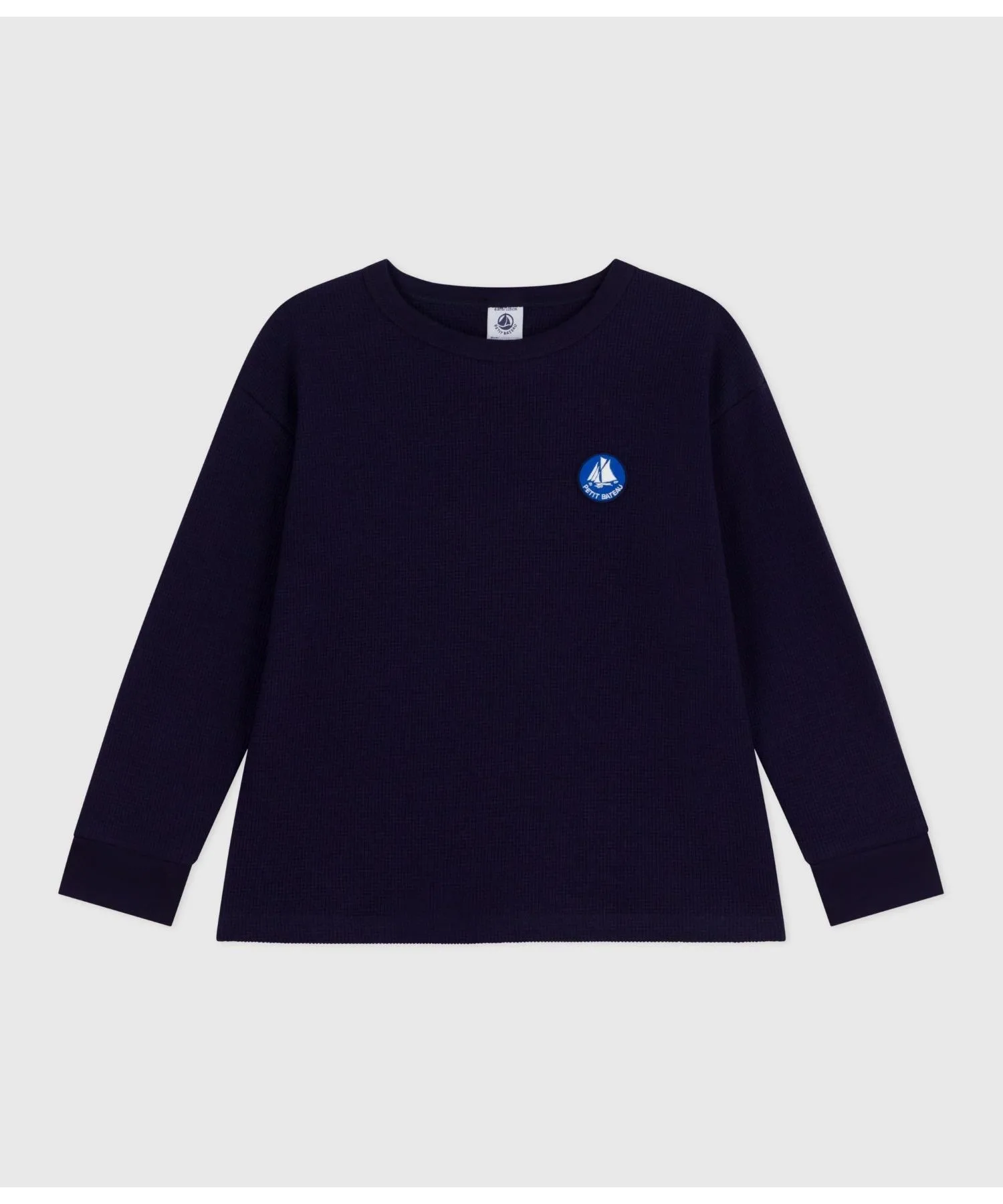 Детская футболка с длинным рукавом из органического хлопка PETIT BATEAU синяя