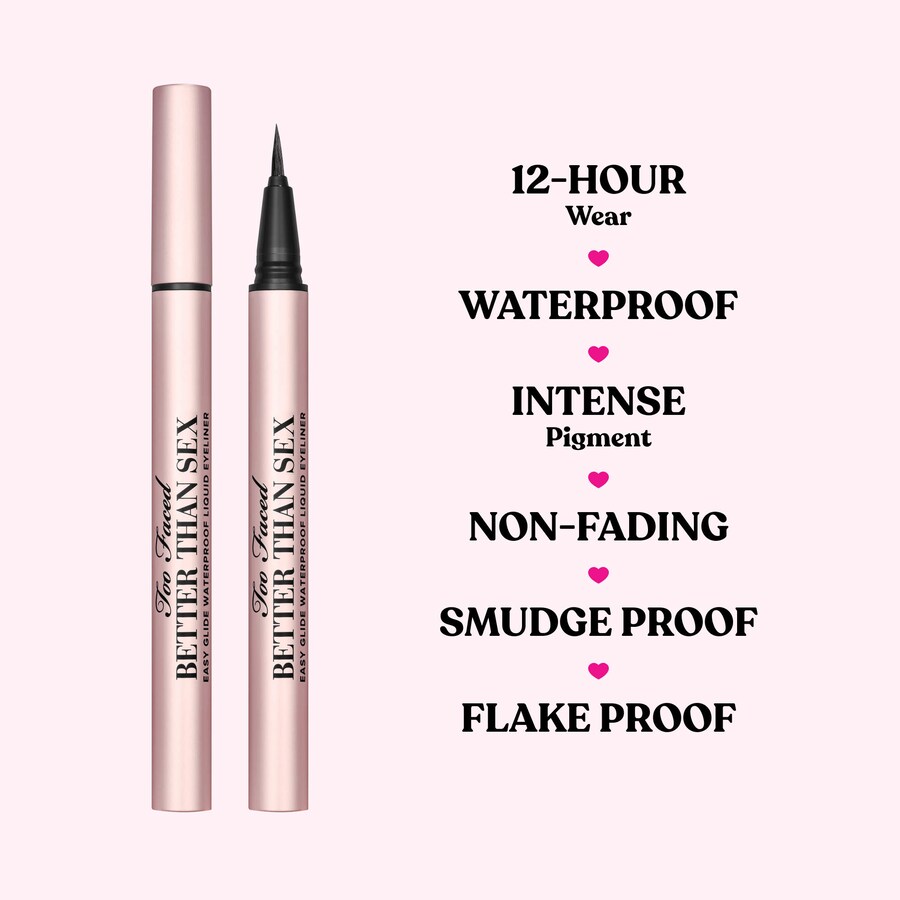 Жидкая водостойкая подводка для глаз Better Than Sex Easy Glide Too Faced, 0.02 oz /0.6 ml, Black — фото 3