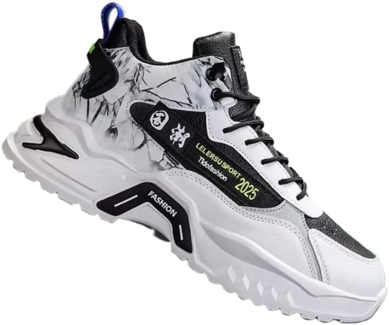 

High-top Men's Shoes - Модные беговые спортивные кроссовки - противоскользящие и прочные - амортизирующая стелька - дышащая и комфортная - подходят для уличного и повседневного использования Fmshi, черный