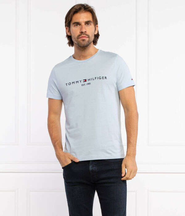 Футболка мужская Tommy Hilfiger с надписью, голубой — фото 3