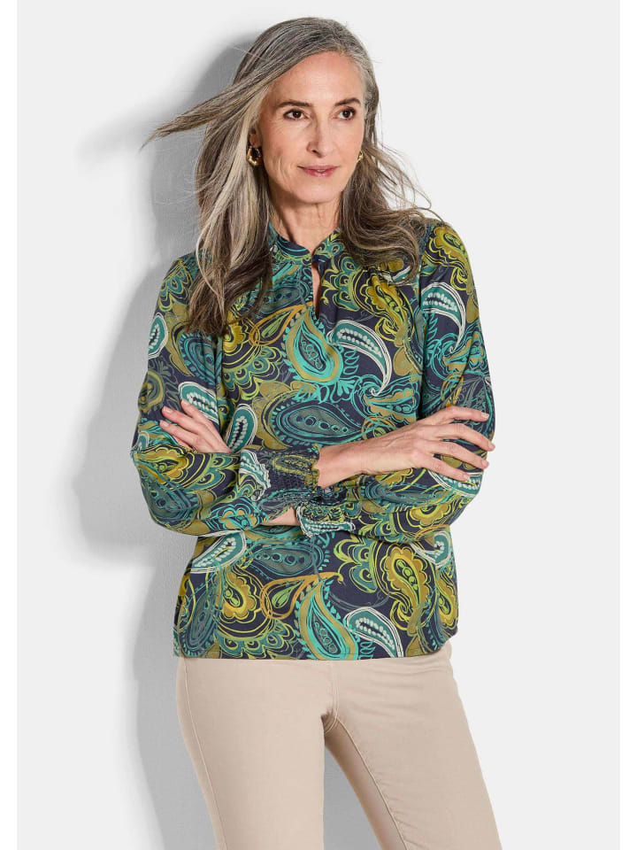 

GOLDNER Туника из вискозного атласа с узором пейсли изумрудного цвета / с рисунком