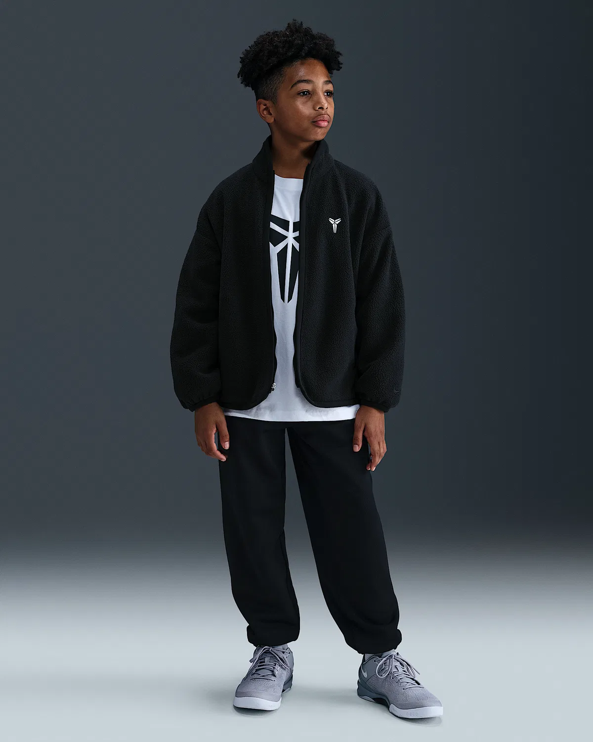 Детская зимняя баскетбольная куртка Kobe, Black/Anthracite/White — фото 4