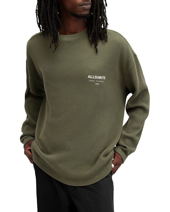 

Вафельная кофта с длинными рукавами Crypt ALLSAINTS, зеленый