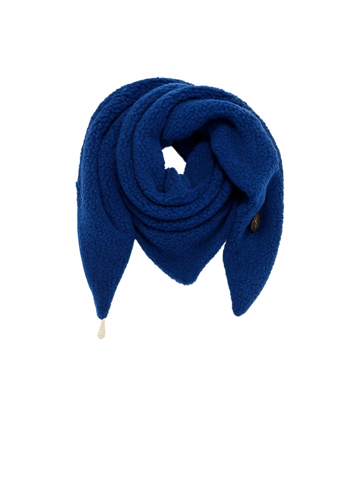 

Faera Мягкий вязаный шарф с бахромой синего цвета для стильных зимних образов