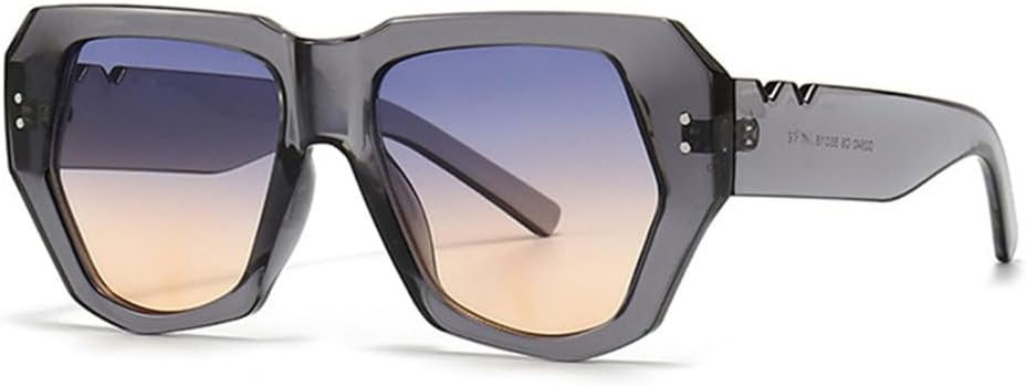 

Солнцезащитные очки MUTYNE Retro Polygon Cat Eye для женщин, модные градиентные очки с защитой от УФ-излучения UV400 для мужчин, трендовые солнцезащитные очки с заклепками, Gray Blue Tea