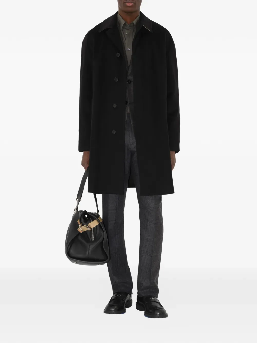 Пальто женское BURBERRY, кашемировое, средней длины, черное — фото 2