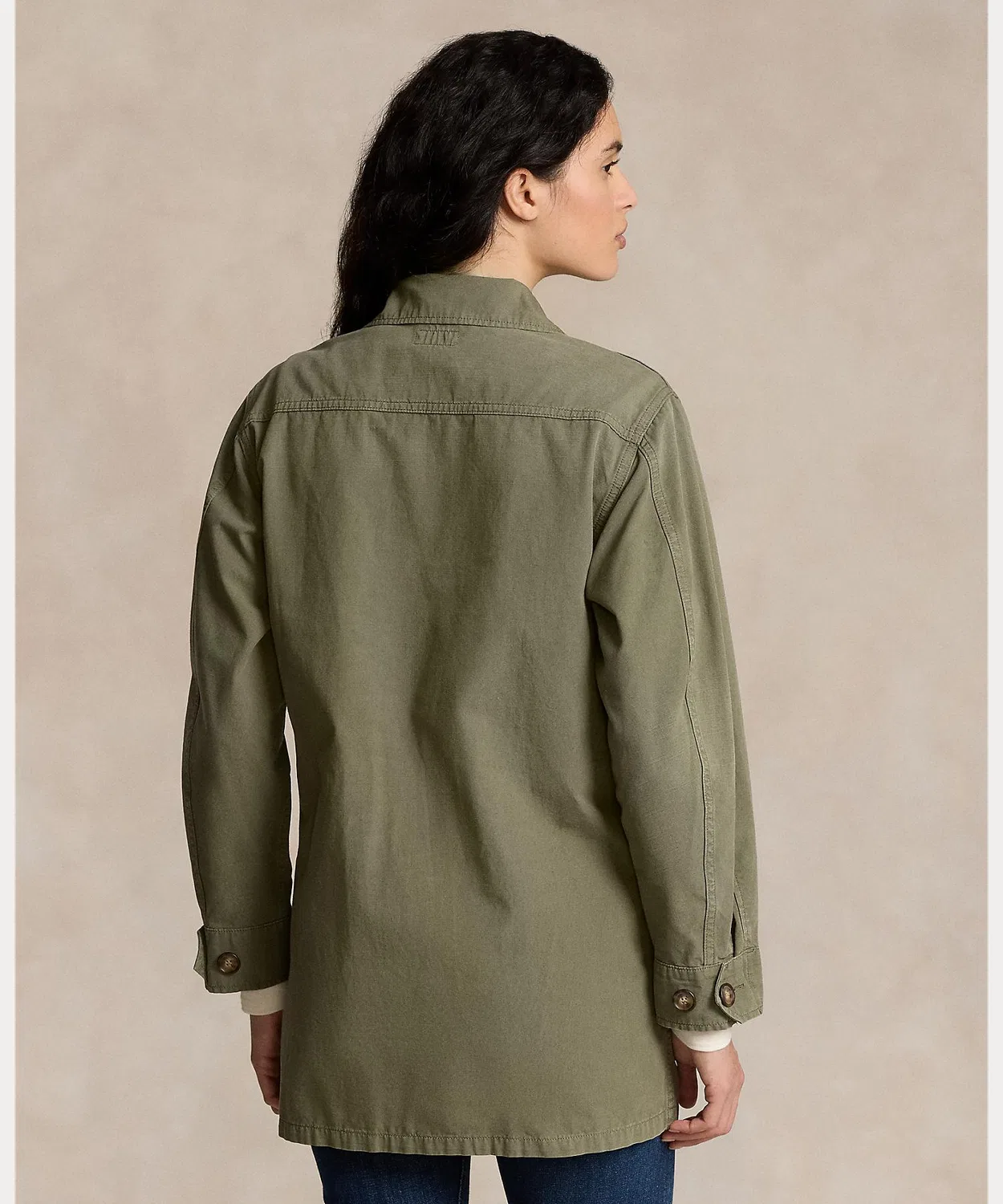 Куртка хлопковая из канваса Polo Ralph Lauren, свободный крой, зелёная — фото 4