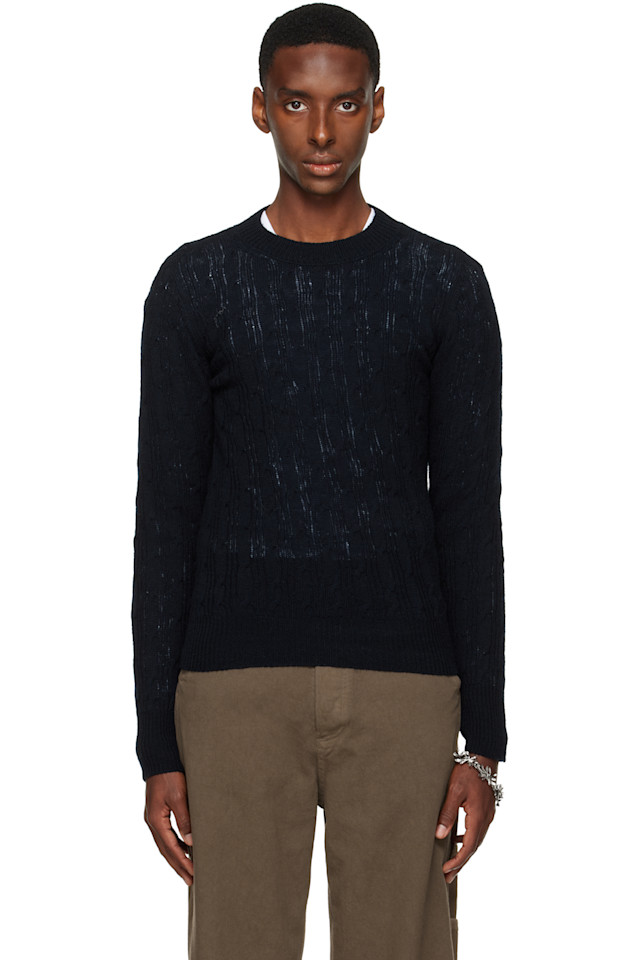 

Свитер с круглым вырезом Dries Van Noten, черный