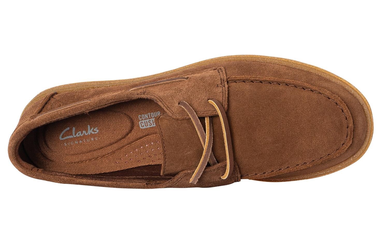Лодочные туфли мужские коричневые Clarks — фото 4