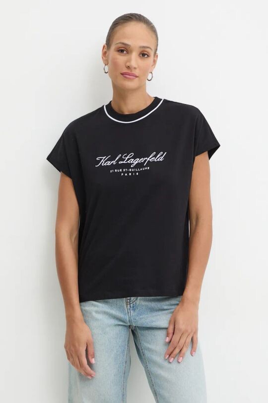 

Хлопковая футболка Karl Lagerfeld, черный