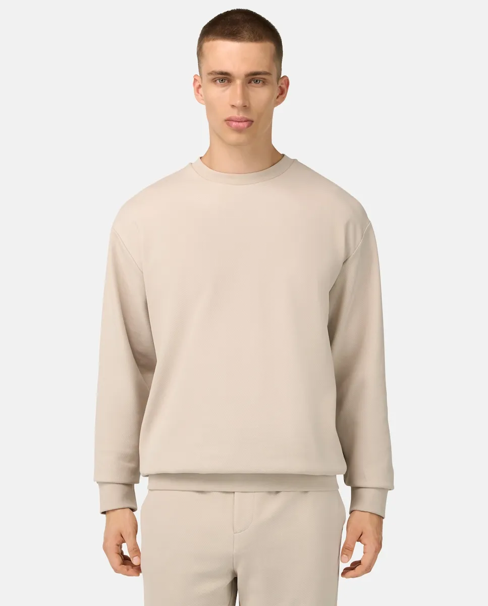 

Свитшот с круглым вырезом из хлопковой смеси Boggi Milano, бежевый