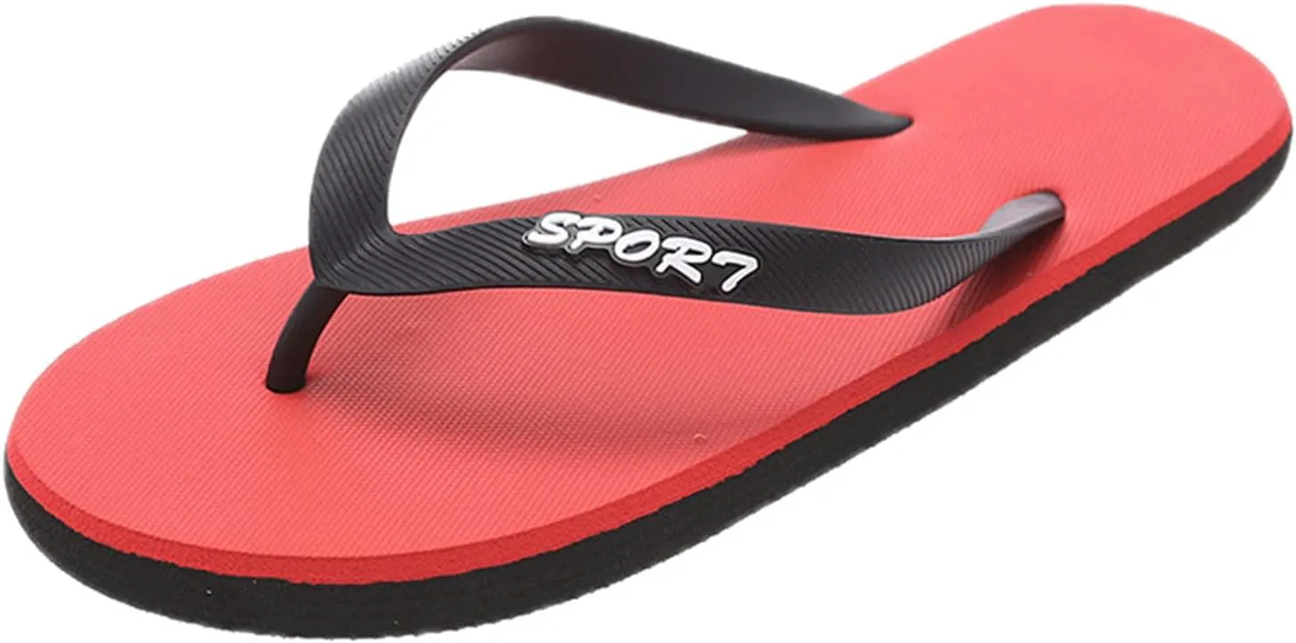 

Мужские модные шлепанцы с плоским носком Пляжные шлепанцы Модные шлепанцы с открытым носком Легкие сандалии для ходьбы Generic, красный