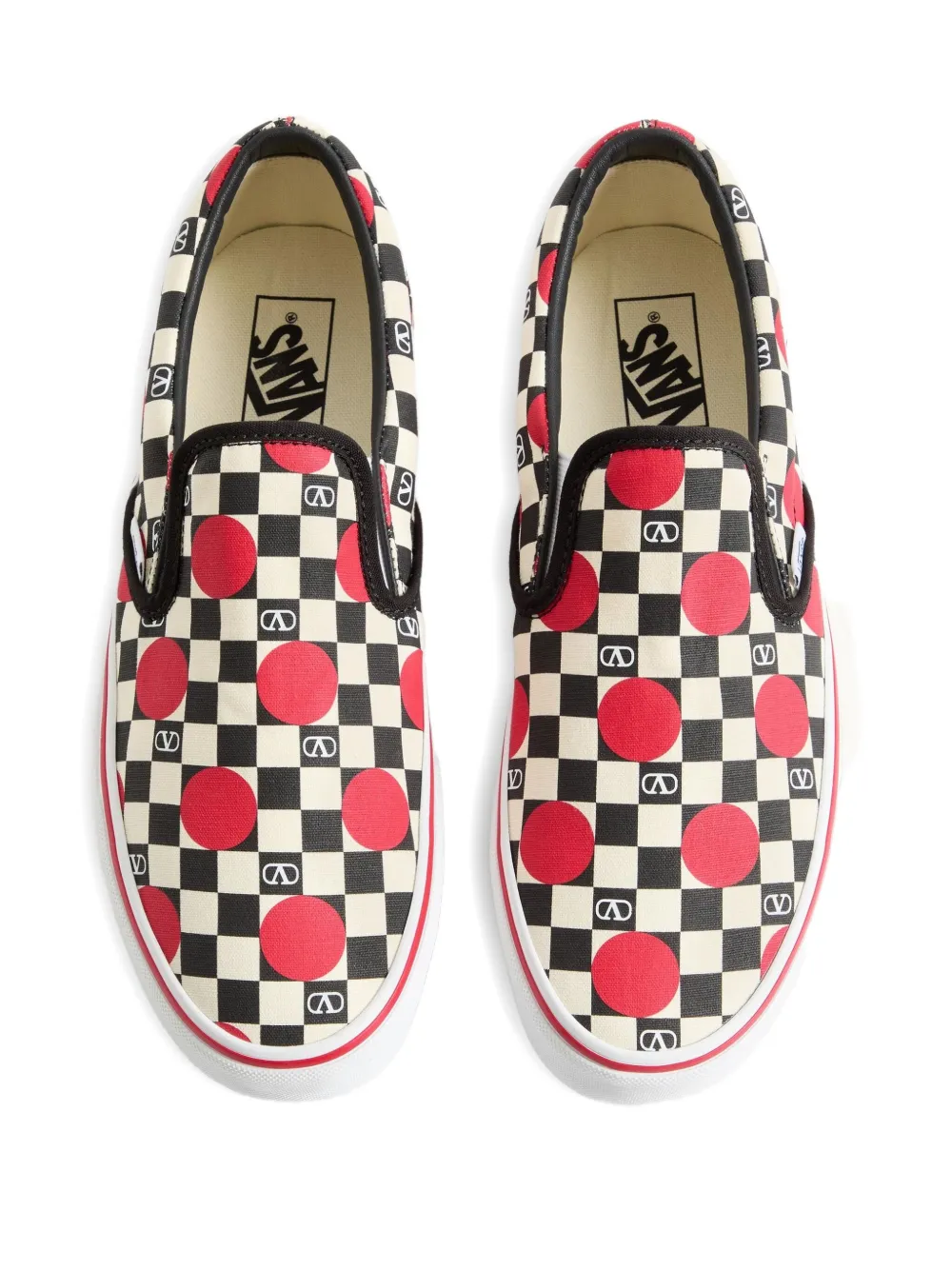 Слипоны в клетку с логотипом vlogo из коллаборации с vans VALENTINO GARAVANI, черный — фото 3