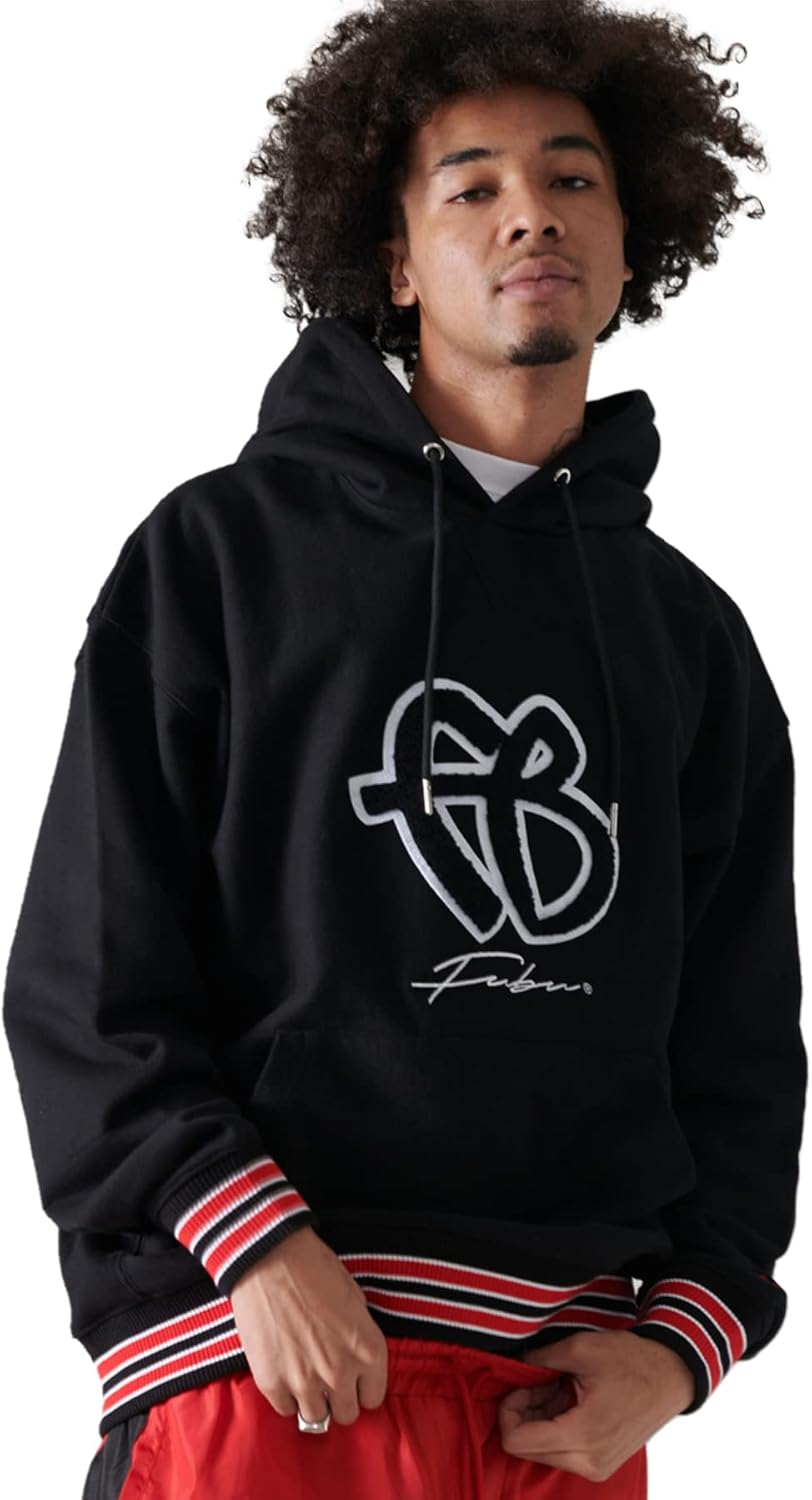 

Мужская толстовка с длинными рукавами и капюшоном FUBU с флисовой подкладкой, большим логотипом и вышивкой, идеально подходит для зимы и осени, в стиле American Casual, Streetwear и Hip Hop, черный