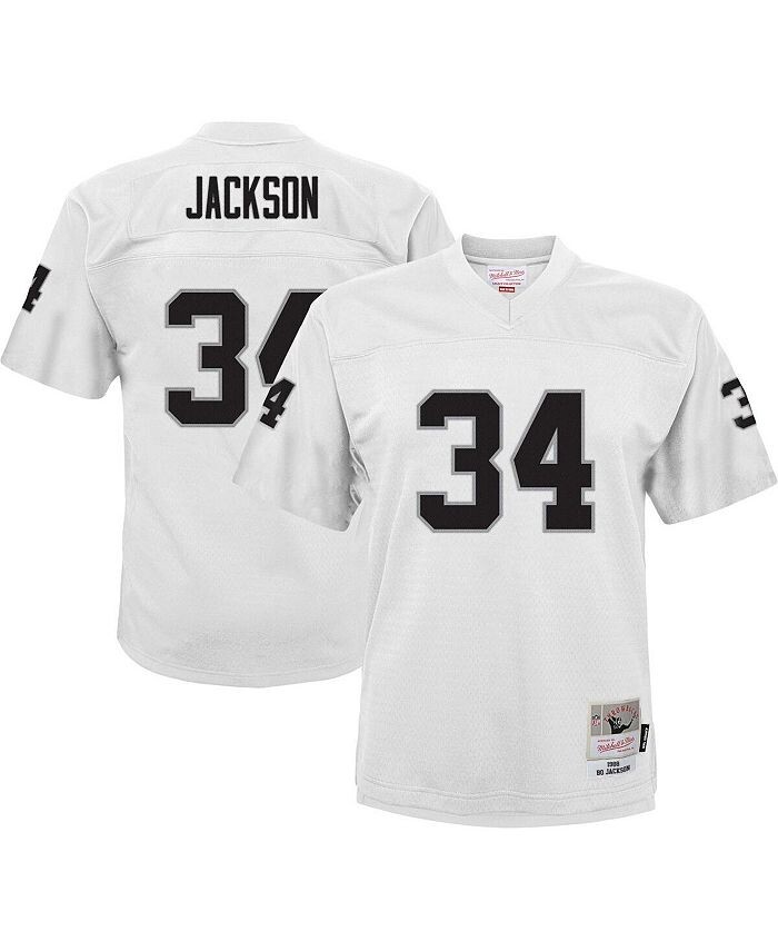 

Джерси Big Boys and Girls Бо Джексона White Las Vegas Raiders 1988 года, вышедшего на пенсию игрока Legacy Mitchell & Ness, белый